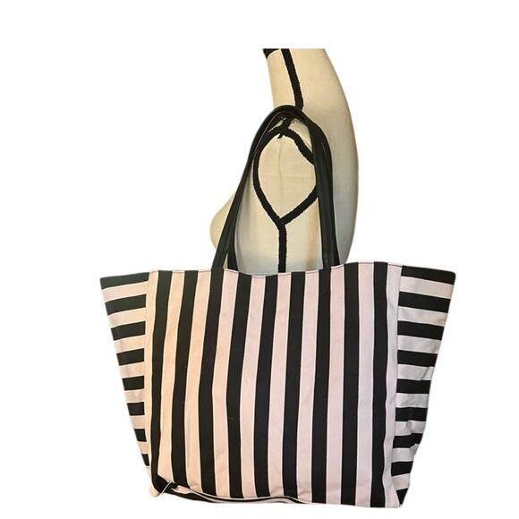 Victoria’s Secret Black and Pink Striped XL Tote Bag - Picture 3 of 8